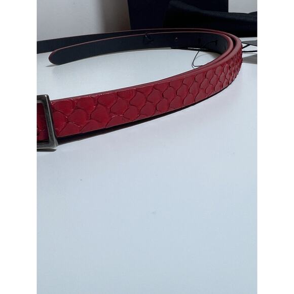NWT! $445 YSL Saint Laurent Pitone Python Lacquer RED Cherry Skinny Belt 95 Cm - Picture 8 of 11